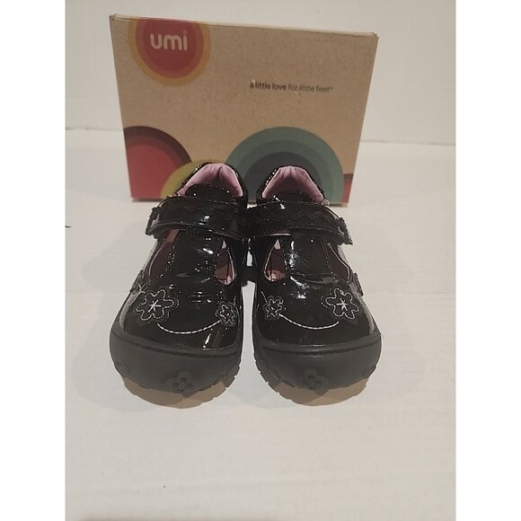 UMI girls size 8.5 black leather lining mary jane Shoes hook loop close toddler - Picture 3 of 7